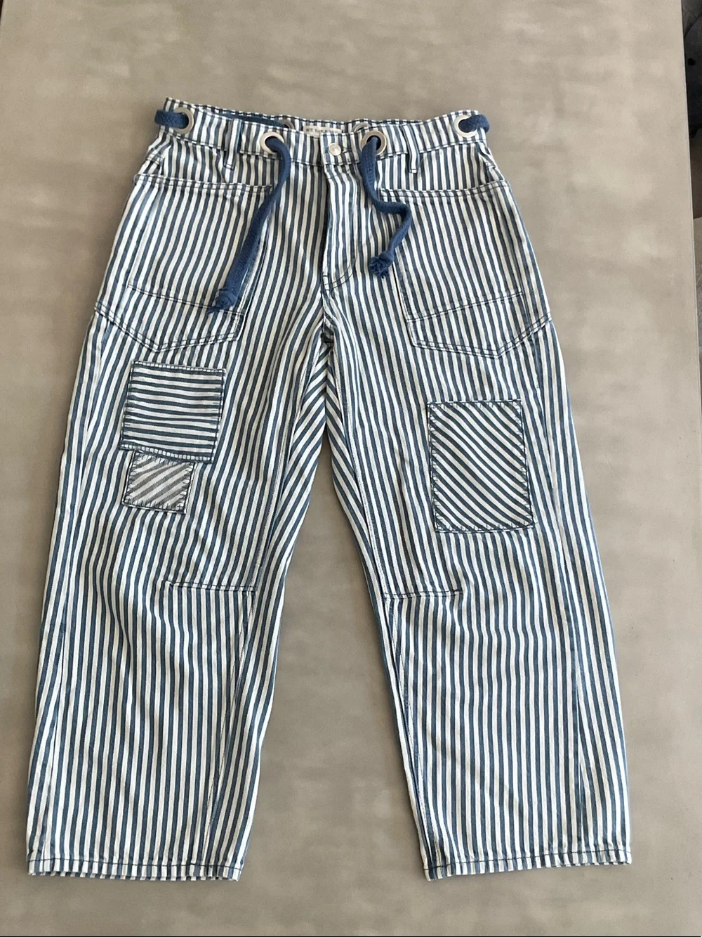 We The Free Blue and White Striped Cargo Pants - Picture 1 of 3